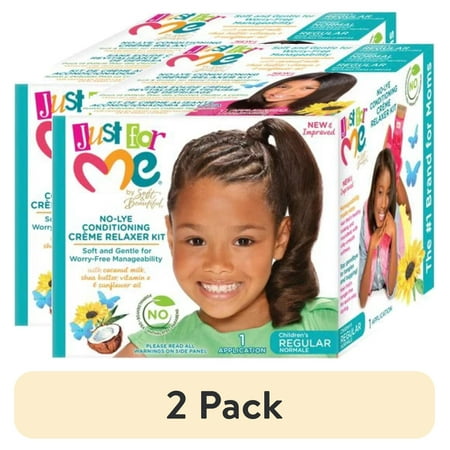 (2 pack) Just For Me No-Lye Conditioning Créme Relaxer Kit, Curly, Child