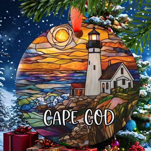 Cape Cod Christmas Ornament, Ceramic, Acrylic - City Travel Souvenir, Tree Hanging, Vacation Keepsake 2025, Jetsetter Gift, Collector’s Piece, Holiday Tree Decoration