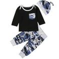 thumbnail image 1 of Ensemble 3 Pcs Bébé Haut à Manches Longues + Pantalon Long Camouflage + Bonnet, 1 of 10