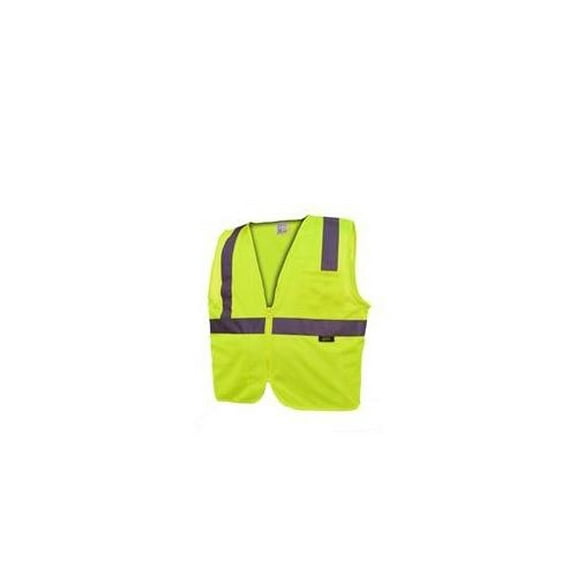 GSS 1001 Standard Class 2 Lime Mesh Zipper Safety Vest With 2 Pockets, Large