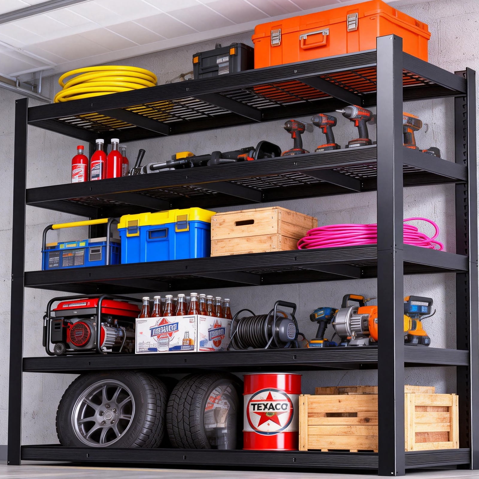 3025LBS Garage Shelving, 5 Tier Heavy Duty Shelves for Storage, Adjustable Metal Shelf Pallet Racking for Warehouse Garage Basement Pantry, 55" W x 24" D x 84" H,Black