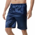 thumbnail image 2 of XFLWAM Mens Satin Shorts Sleepwear Satin Pajama Bottom Underwear Silk Shorts Elastic Waist Lounge Sleep Short Pants Navy Blue L, 2 of 5