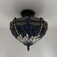 thumbnail image 4 of Tiffany Ceiling Lights Fixture Blue Stained Glass Dragonfly 12-Light LED Bulbs Included for Living Room Bedroom Kitchen, 4 of 4