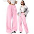 thumbnail image 2 of Mercatoo Heart Print Sweatpants for Girls Baggy Athletic Pants Wide Leg 𝗬2K 𝗗rawstring Elastic Waist Joggers with Pocket, 2 of 7