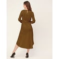 thumbnail image 4 of Moomaya Solid Rayon Long Sleeve Fit & Flare Dress - Round Neck Casual Dress, 4 of 9