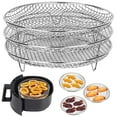 thumbnail image 5 of Air Fryer Three Stackable Dehydrator Racks 304 Stainless Steel Air Fryer Basket Tray Air Fryer Accessories Dishwasher Safe Fit for Oven and Press Cooker Compatible with Most Air Fryer, 5 of 12