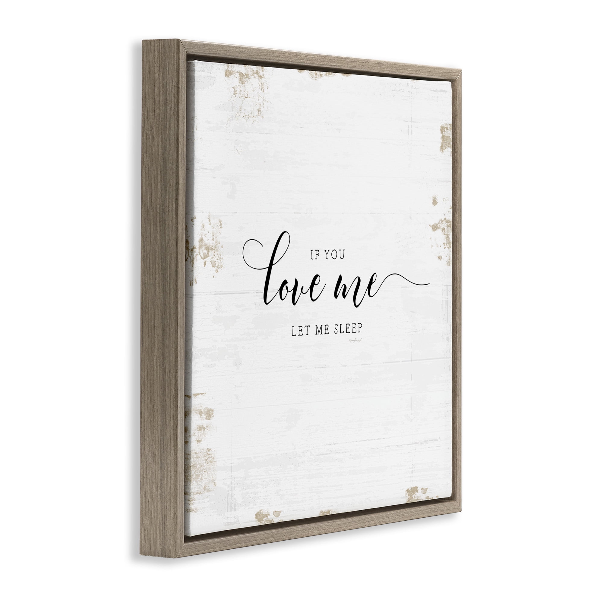 Stupell Industries Let Me Sleep Romantic Humor Typography Painting Brown Floater Framed Canvas Art Print Wall Art, 25 x 25