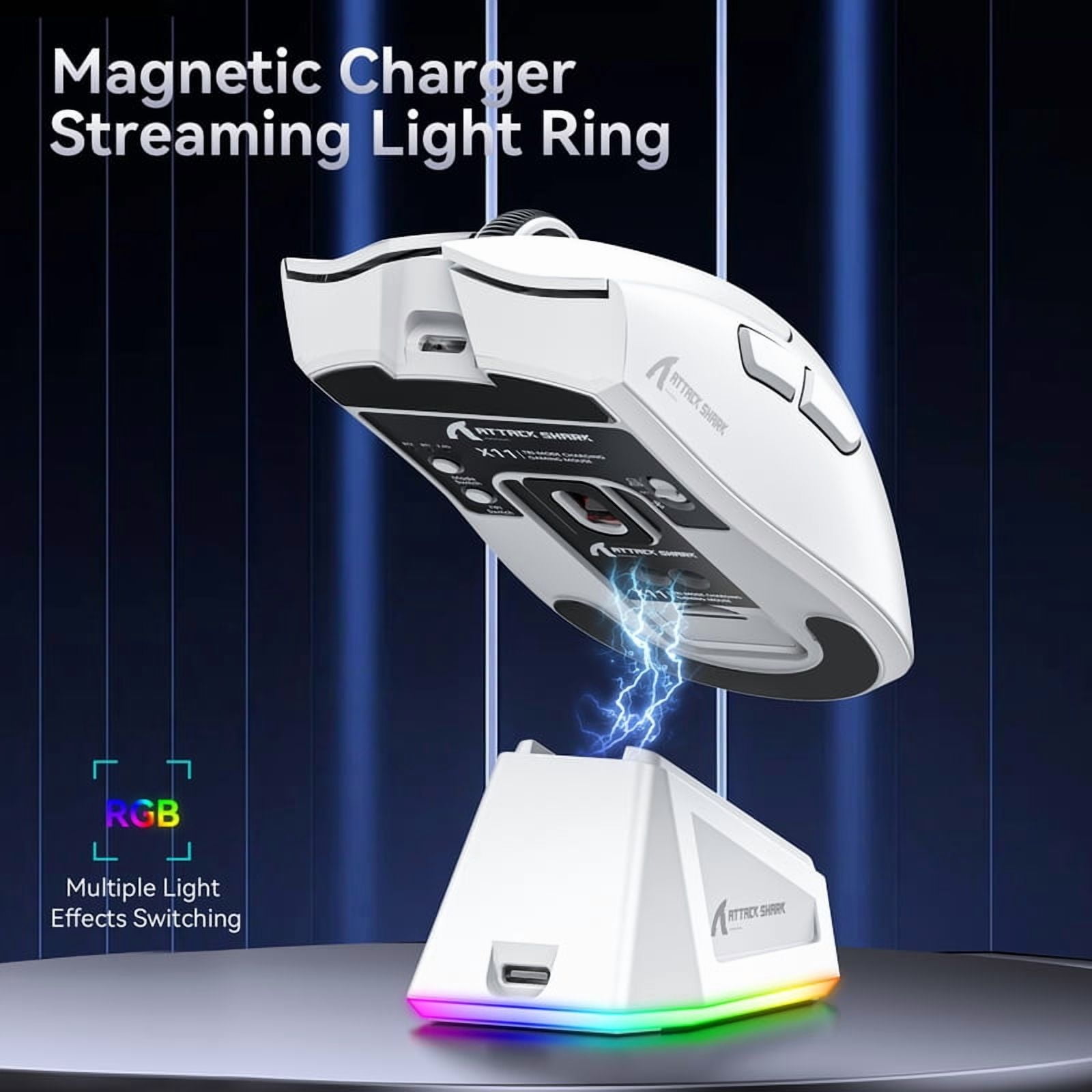 X11 Wireless Mouse,Tri-Mode Connection 2.4GHz/Wired/Bluetooth PAW3311 22000DPI 400IPS RGB  PC Gaming Mouse
