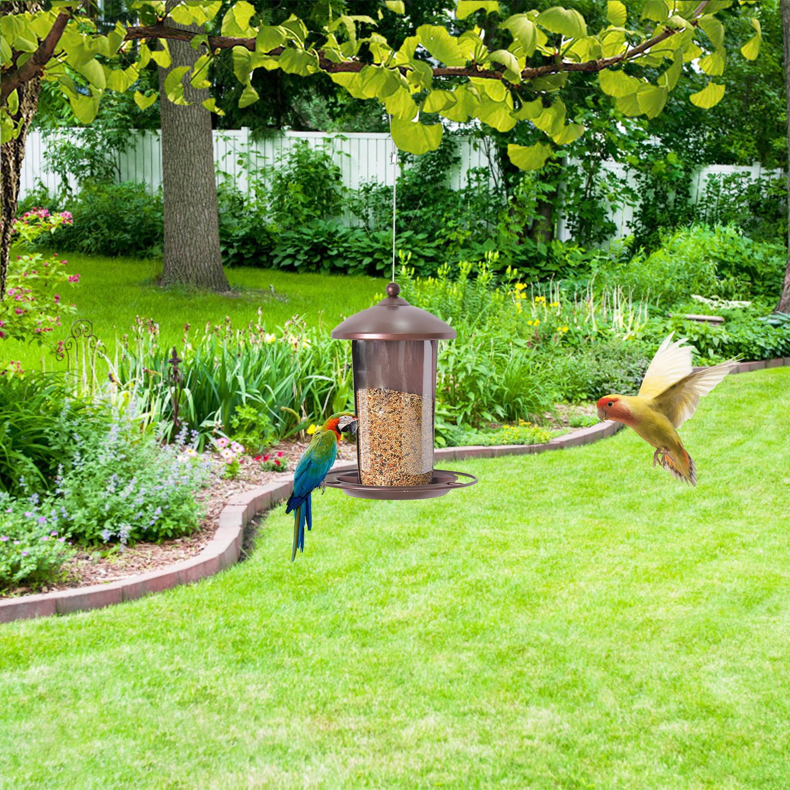 YFGEFTR Bird Feeder with Pole Standing - Metal Outdoor Bird Feeder for Wild Small Birds, Perfect for Yard Lawn Garden & Patio Decorations, Ideal Gifts for Mom Dad Grandparents