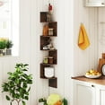 thumbnail image 4 of Spaco 5-Tier Corner Shelf - Wall-Mounted Floating, Space-Saving Simple Installation, Rustic Brown, 4 of 7