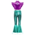 thumbnail image 4 of Aislor Girls Mermaid Two Piece Outfit Iridescent Cap Sleeve Crop Top with Flared Fishtail Bottoms Purple Mint Green 8, 4 of 6