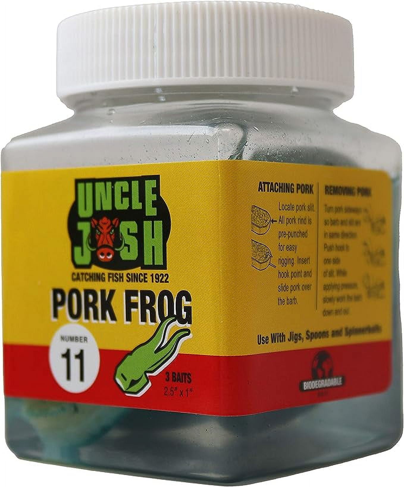 Uncle Josh Preserved Bait Imitator Frog 2.5 Pork Frog 3pk