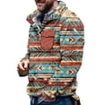thumbnail image 1 of VBARHMQRT off the Shoulder Sweatshirt Male Autumn and Winter Long Sleeve Sweatshirt Flannel Retro Ethnic Style Print Hoodless Button Pocket Sweatshirt Top, 1 of 4