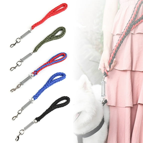 SPRING PARK Multi-strand Nylon Leash Dog Traction Belt for Running Walking Training Hiking,Shock Absorbing for Medium to Large Dogs