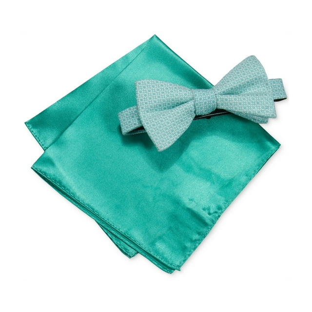 Alfani Mens Pocket Square Set Self-tied Bow Tie, Green, One Size