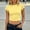 Yellow, variant on QUNYINEY Summer Women Tops Solid Fitted Crop Short Sleeve T Shirts Slim Fit Crew Neck Casual Tops