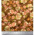 thumbnail image 1 of Soimoi Polyester Crepe Fabric Leaves & Peony Floral Print Fabric by The Yard 42 Inch Wide, 1 of 3