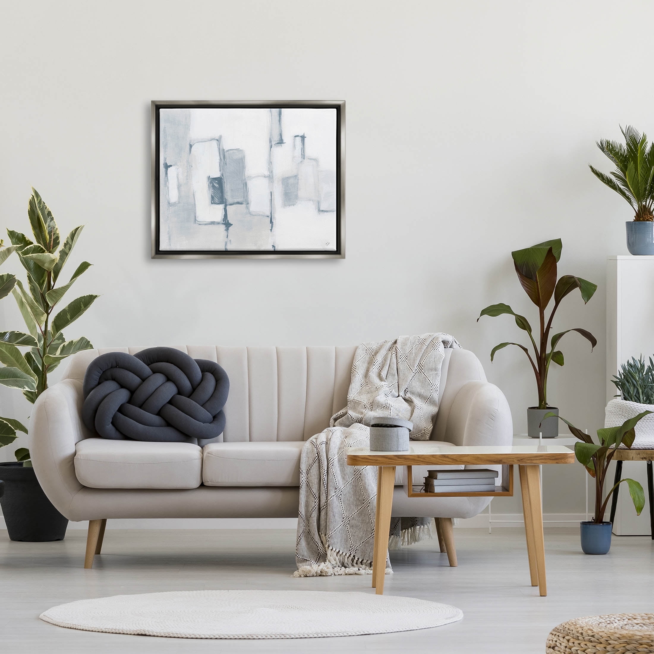 Stupell Industries Contemporary Square Shapes Painting Luster Gray Floating Framed Canvas Print Wall Art, Design by Lanie Loreth