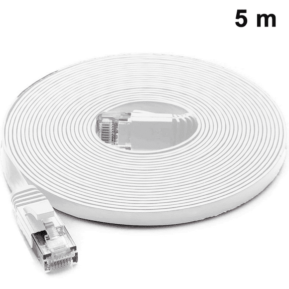 100 ft Cat 6 Ethernet Cable - Slim Long Patch Cord for Internet Network, White, 5m