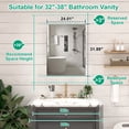 thumbnail image 3 of Caulitar 32x24 inch Bathroom Mirror Cabinet with 2 Shelves, Wall Mounted Medicine Cabinet, Aluminum Alloy Frame, 3 of 9