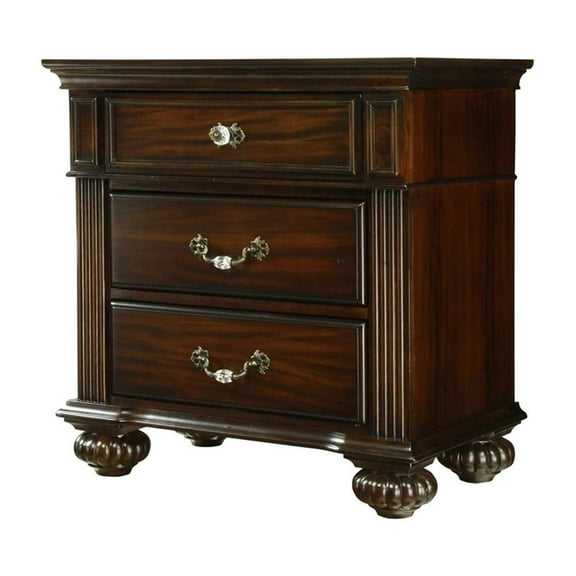 Bowery Hill Solid Wood Walnut Nightstand Rectangular Pre-Assembled 29"W x 17.38"D x 29.25"H