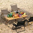 thumbnail image 5 of Folding Camp Chair Portable Camping Beach Chair Wood Grain Garden Chair, Beige, 5 of 7