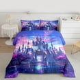 thumbnail image 2 of Feelyou Teens Mystic Castle Queen Comforter Set, Blue Purple Bedding Sets, Dreamy Cherry Blossoms Reversible Bedding Comforter Set, Ultra Soft Bedroom Decor, 3pcs, 2 of 8