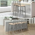 thumbnail image 6 of Metal Dining Bar Stools, Outdoor Bar Height Stool, Indoor Outdoor Stools with High Back & Cushions, Hammered Gray Finish, 29" Barstools for Patio, Bistro, 6 of 7