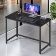 thumbnail image 1 of LEDREM 39.4" Computer Gaming Desk, Small Space Office Desk with Metal Frame, 110 lb Capacity, Industrial Style, Black with Wood Grain, 1 of 5