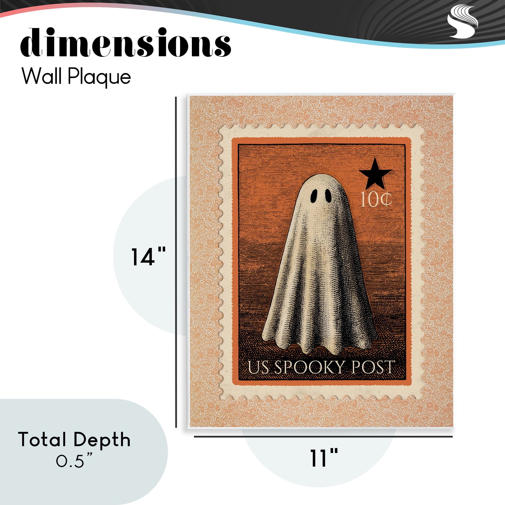 Vintage Ghost Stamp Wall Plaque Art, design by Arlington Prints