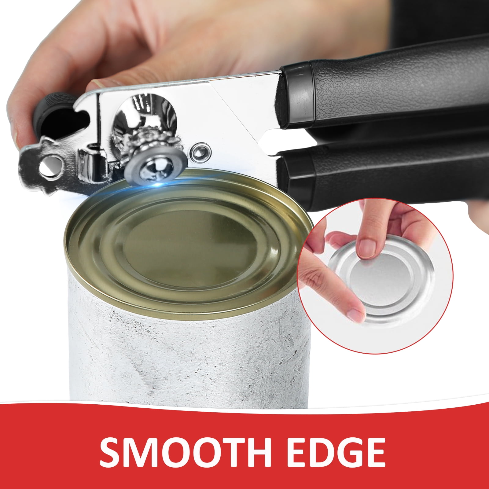 Integrated Manual Can Opener, Built in Bottle Opener, Smooth Cut, Manual Kitchen Multifunctional Tool, Black