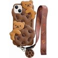 thumbnail image 1 of Kawaii Phone Cases Apply to iPhone 11,Cute Cartoon Bear Phone Case with Lanyard Keychain Cookies Bear Phone Case 3D iPhone 11 Case Soft Silicone Shock, 1 of 4
