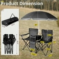 thumbnail image 2 of Portable Outdoor 2-Seat Camping Folding Chair with Adjustable Sun Umbrella - Heavy Duty Foldable Beach Chairs with Storage Pocket and Cup Holders for Patio/Pool/Park, Black, 2 of 9