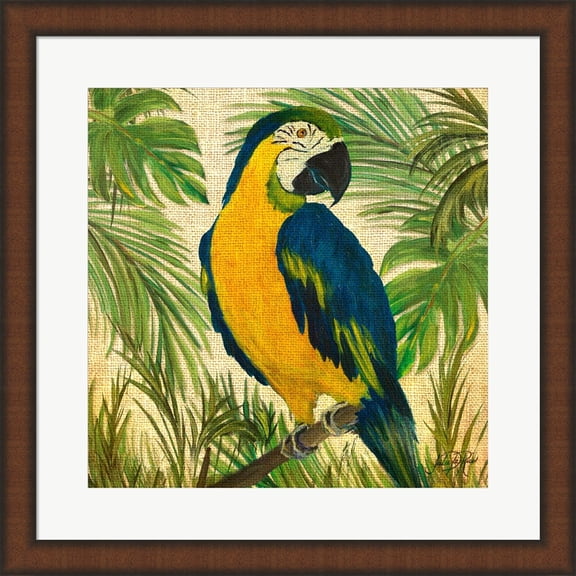 Island Birds Square on Burlap II by Julie DeRice, Framed Wall Art, 19.75W x 19.75H