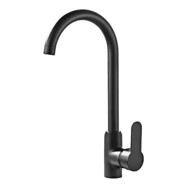 Llave Mezcladora Para Fregadero4 Mate Negro Cuello Curvo 2ma Malubero Malu1041