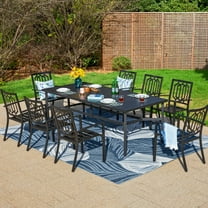 MF Studio 9-Piece Outdoor Patio Dining Set with Stacking Chairs & 8-Seat Table, Black