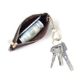 thumbnail image 2 of Daisy Rose Luxury Coin Purse Change Wallet Pouch for Women - PU Vegan Leather Card Holder with Oversized Metal Keychain and Clasp - Brown Check, 2 of 6