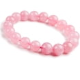 thumbnail image 1 of LiZiFang 12mm Pink Natural Rose Quartz Crystal Round Bead Stretch Bracelet, 1 of 3