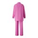 thumbnail image 4 of VISgogo Conjunto de trajes casuales para mujer, camisa de manga larga con cuello de solapa de color sólido, pantalones de cintura elástica a juego VISgogo moda, 4 of 9