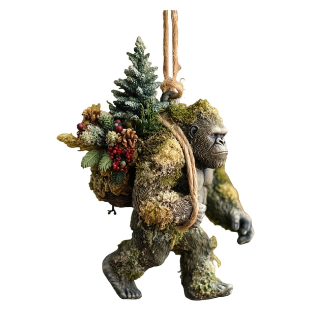 Adorno navideño Sasquatch, colgante plano de acrílico 2D, decoración para el árbol de Navidad, regalo festivo para los amantes del surf