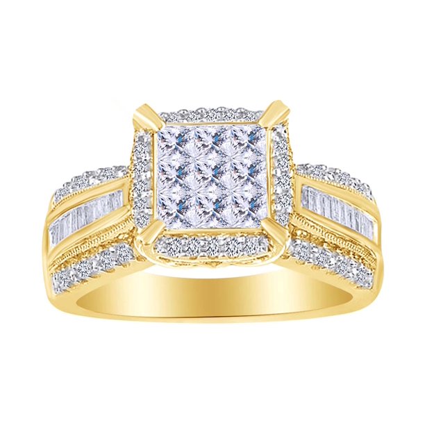 Jewel Zone US - Multi Shape White Natural Diamond Square Cluster
