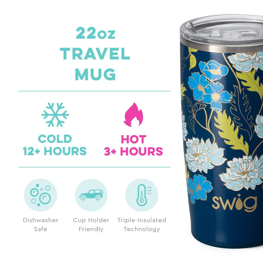 Swig Life 22oz Tall Travel Mug with Handle and Lid, Cup Holder Friendly,  Dishwasher Safe, Stainless …See more Swig Life 22oz Tall Travel Mug with