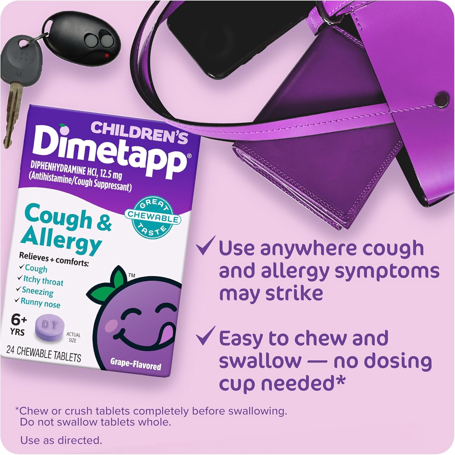 Children's Dimetapp Fast-Acting Chewable Cough & Allergy Medicine, 24 Chewable Tablets