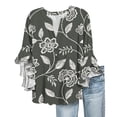 thumbnail image 2 of Helii Womens Flared Sleeve Shirt Boho Print V Neck Dressy Casual Tops Trendy Flowy Loose Blouse Fashion Daily Wear Outfits Spring Summer S-3XL, 2 of 5