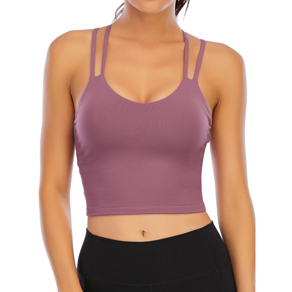 YouLoveIt Women Padded Sports Bra, Women Ladies Yoga Tank Tops Vest, Summer Padded Sport Bra Yoga Vest Tops for Yoga Fitness Running