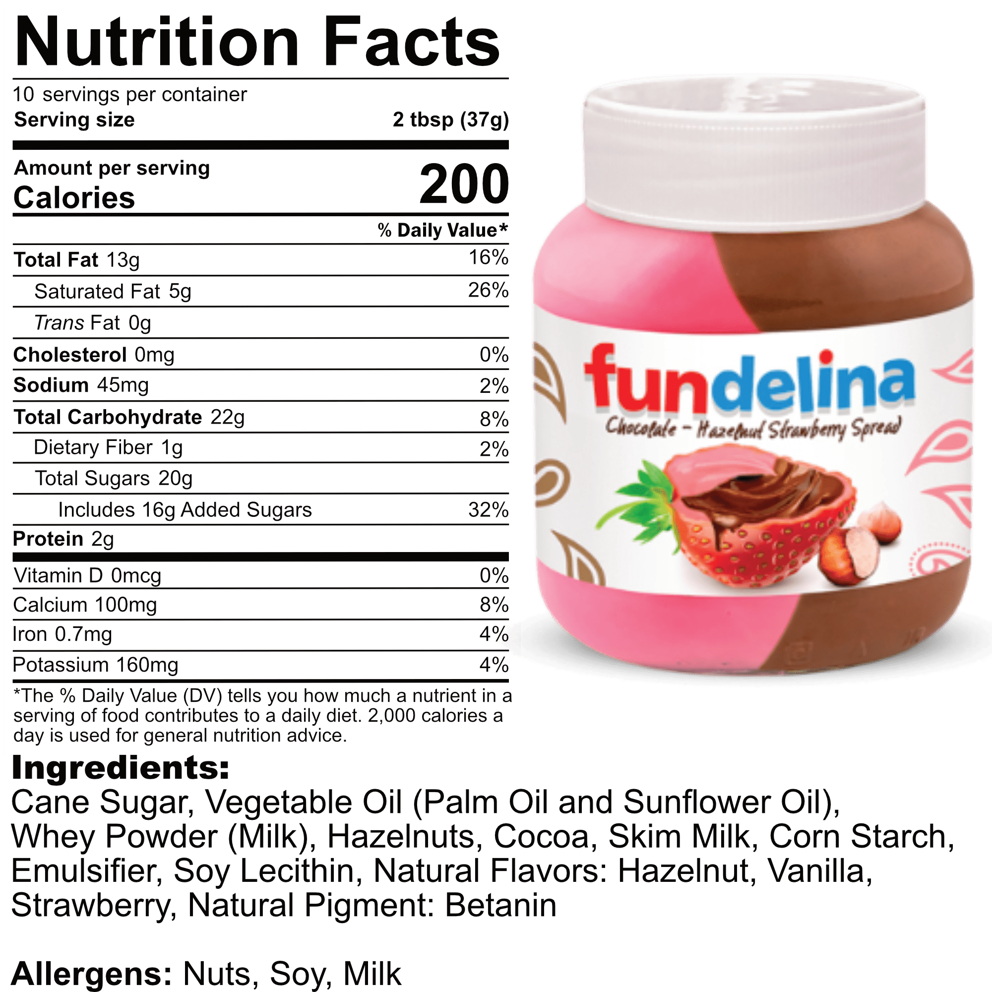 Fundelina Hazelnut Spread Chocolate, Strawberry, Vanilla Flavors, Spreader Included, 3-Count