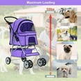 thumbnail image 2 of 4 Wheels Pet Stroller Foldable Dog Stroller Cat Stroller with Storage Basket & Removable Liner, Travel Lite Foldable Carrier Strolling Cart for Dogs Cats,Purple, 2 of 7