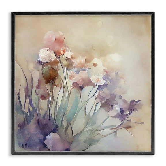 Stupell Industries Contemporary Soft Abstract Flowers Black Framed Giclee Art, 24 x 24, by Leah McLean