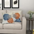 thumbnail image 7 of Blue Orange Pillow Covers 18x18 Inch Flower White Gray Elegant Colored Throw Pillows Farmhouse Outdoor Decor for Home Living Room Sofa Bed Modern Floral Linen Square Cushion Case, Set of 2, 7 of 7