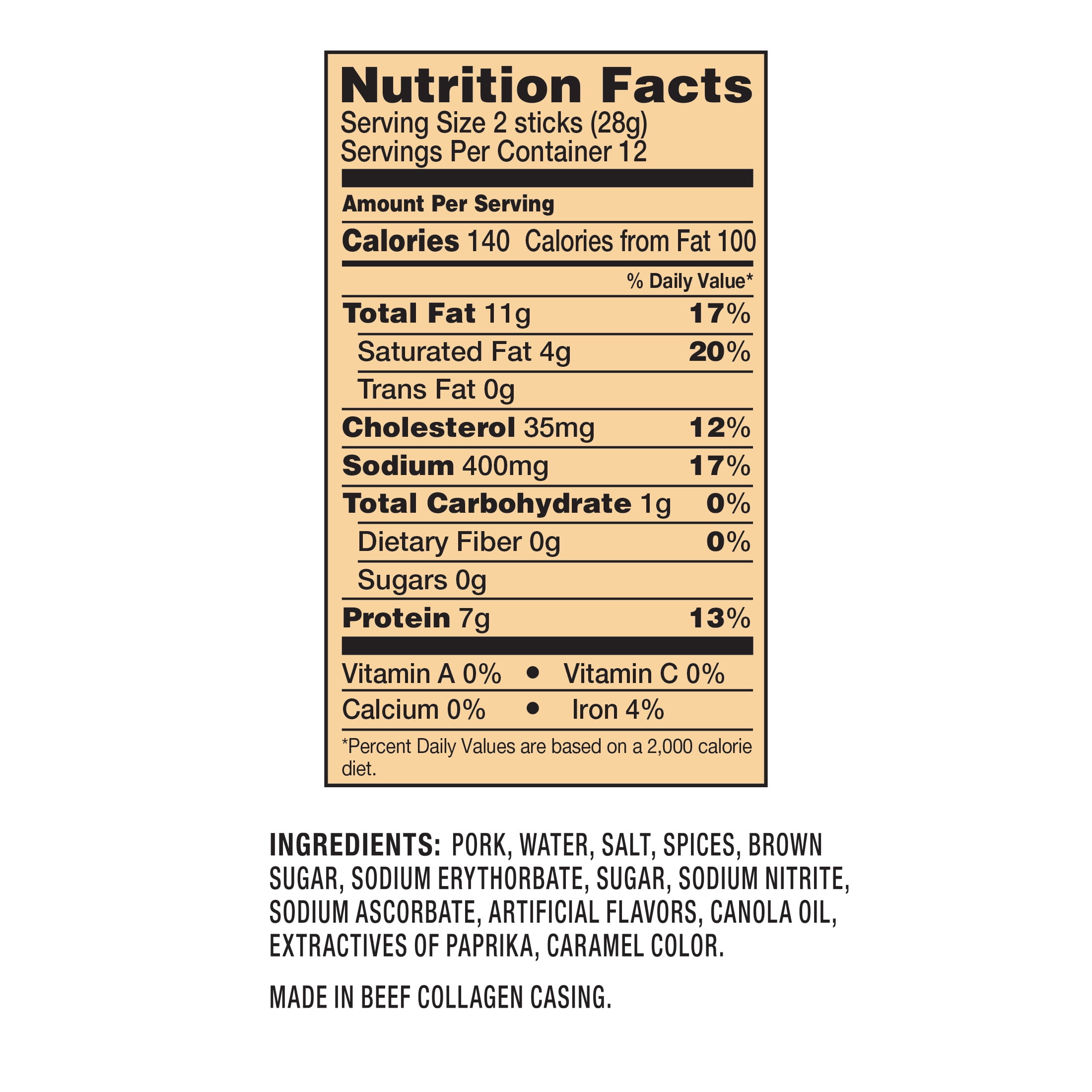 (6 pack) Cattleman's Cut Double Smoked Smoked Sausages 12oz Shelf-Stable Resealable Bag